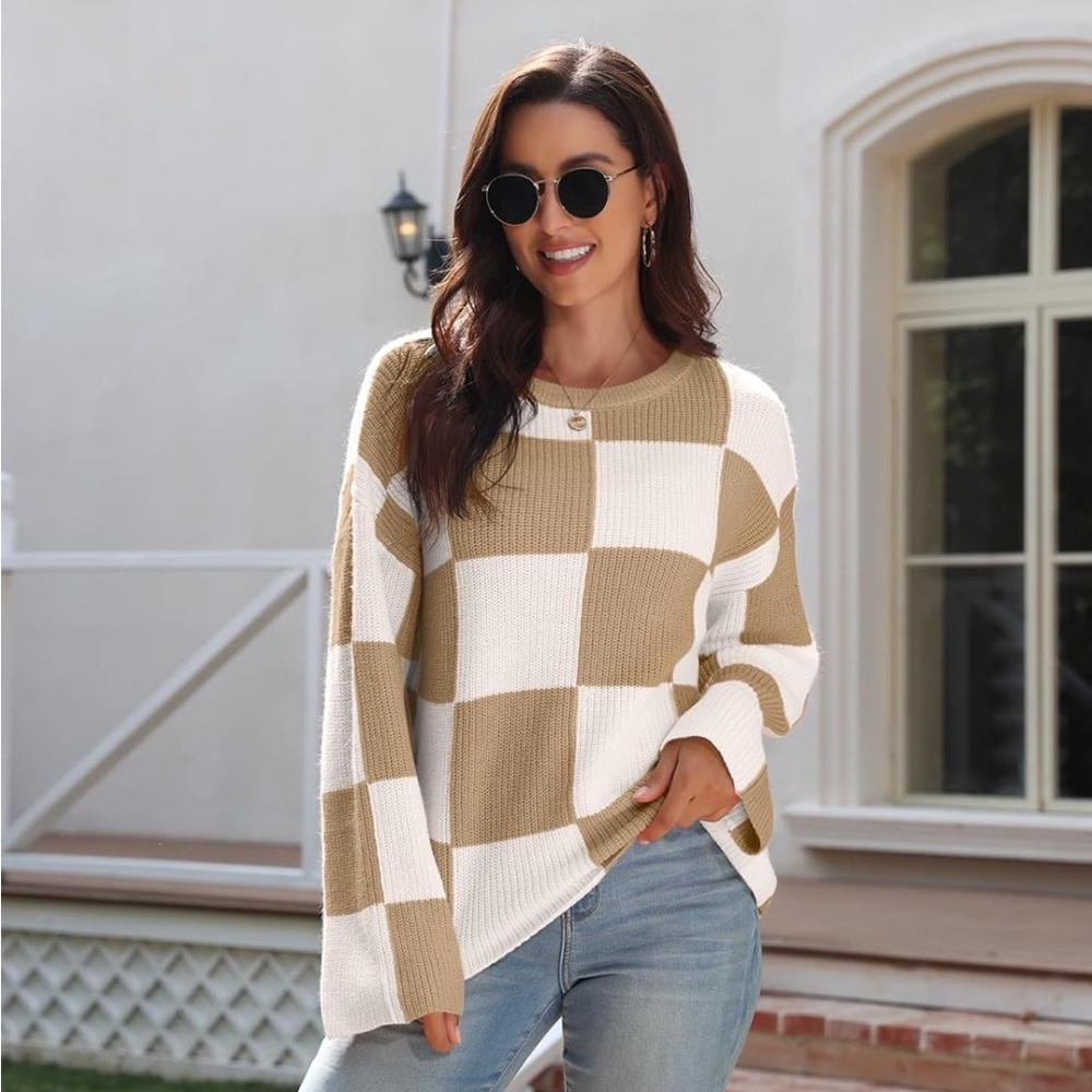 Lillusory Oversized Checkered Sweater